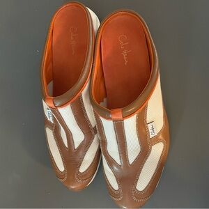 Cole Haan Nike Air Slip On Flats Camel Leather Fabric Womens 9.5B